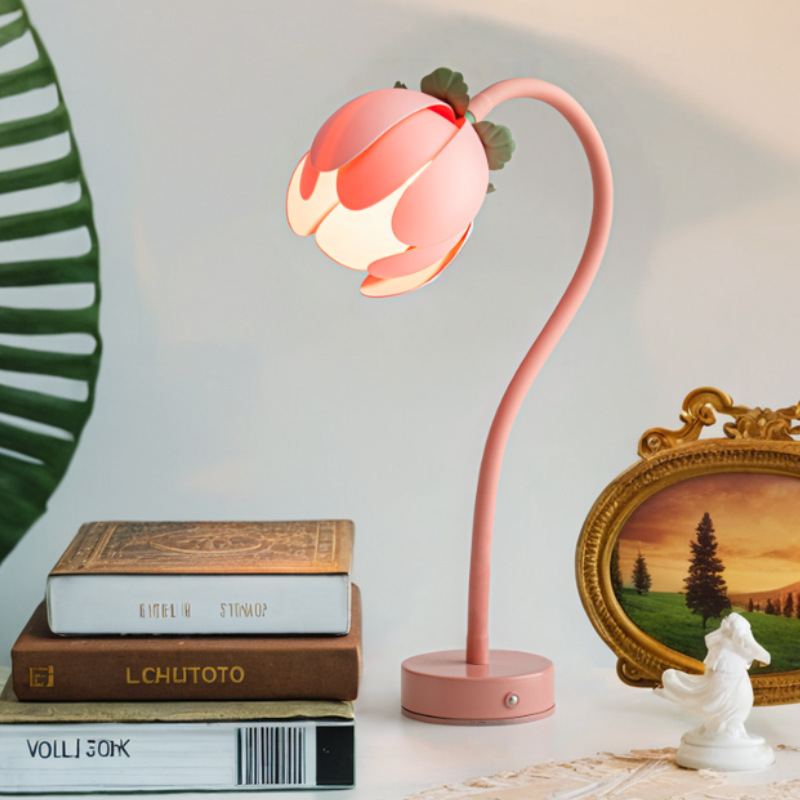 Pink LED Tulip Desk Lamp - Flexible Gooseneck, Decorative Flower Table Light โ image 2