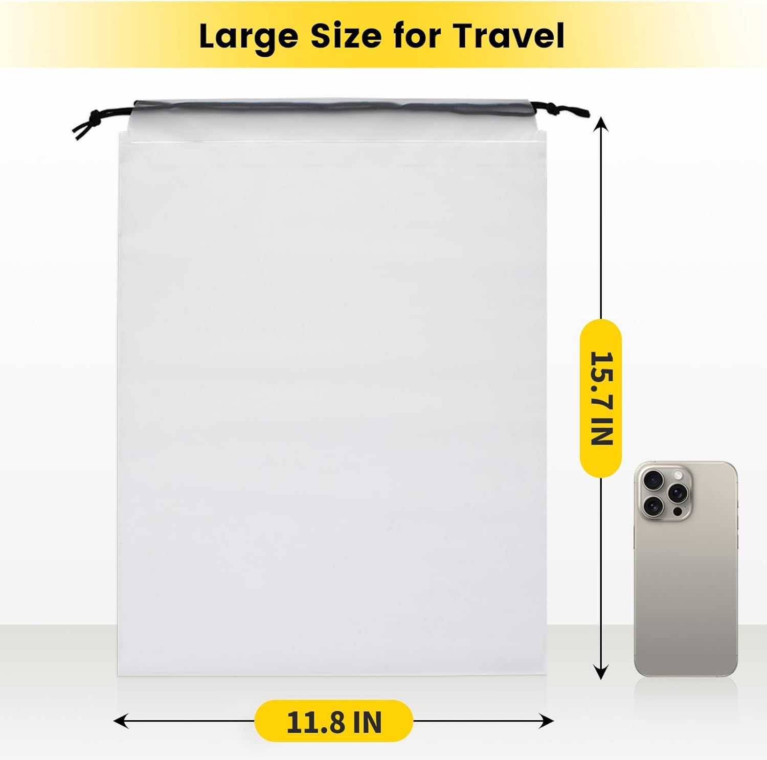 Shoe Bags for Travel - 6 Pcs Transparent Drawstring Backpack Travel Shoe Bag Clear Drawstring Bag Large Shoe Organizer with Rope Travel Essentials for Men โ image 2
