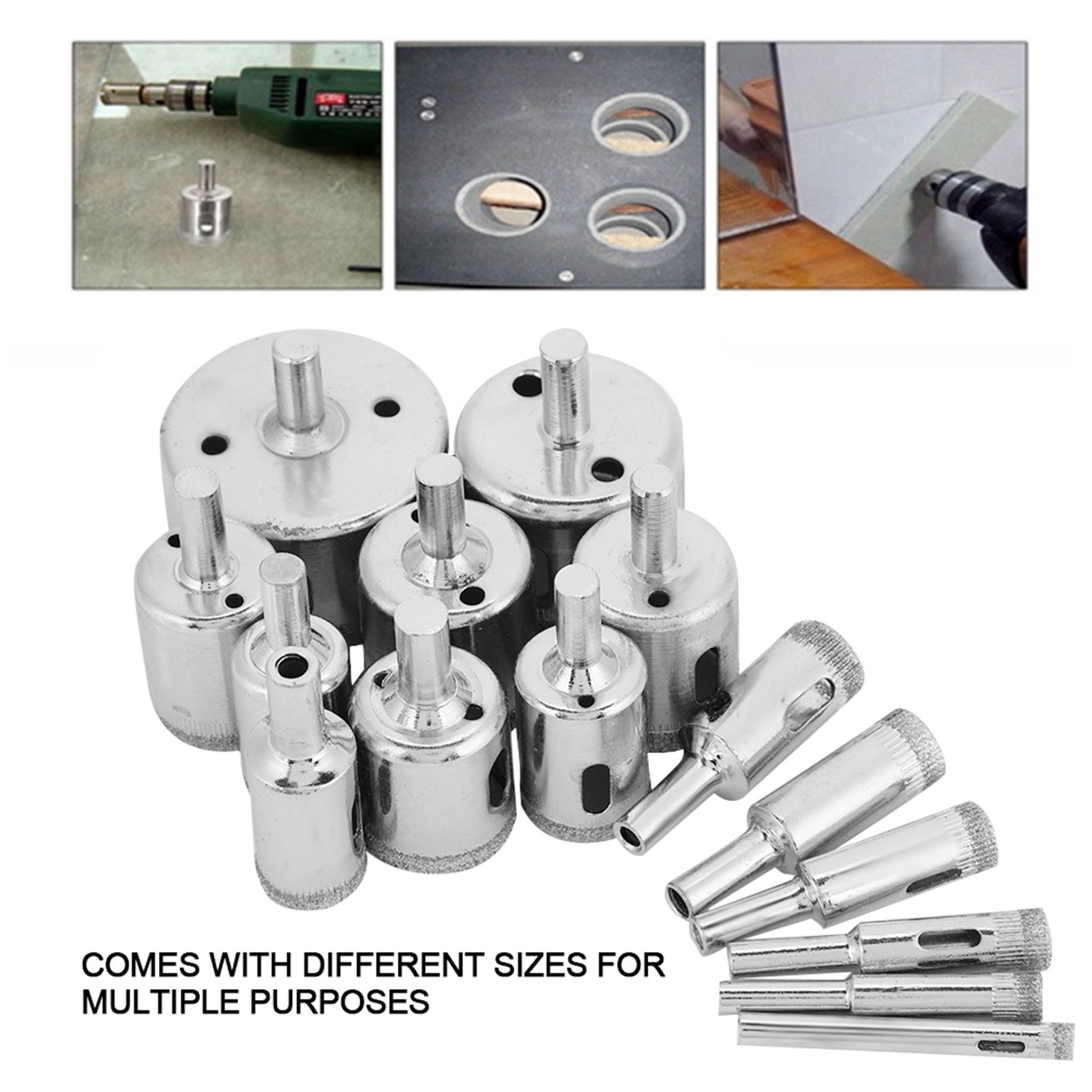 15Pcs/Set Diamond Coated Core Drill Bit 6~50mm Hole Saw for Tile Ceramic Glass Porcelain Marble — image 4