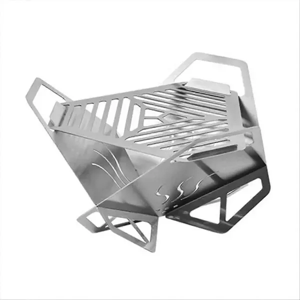 Portable Stainless Steel Mini BBQ Grill with Detachable Folding Design for Camping, Picnics, Beach and Backyard Cooking, Silver