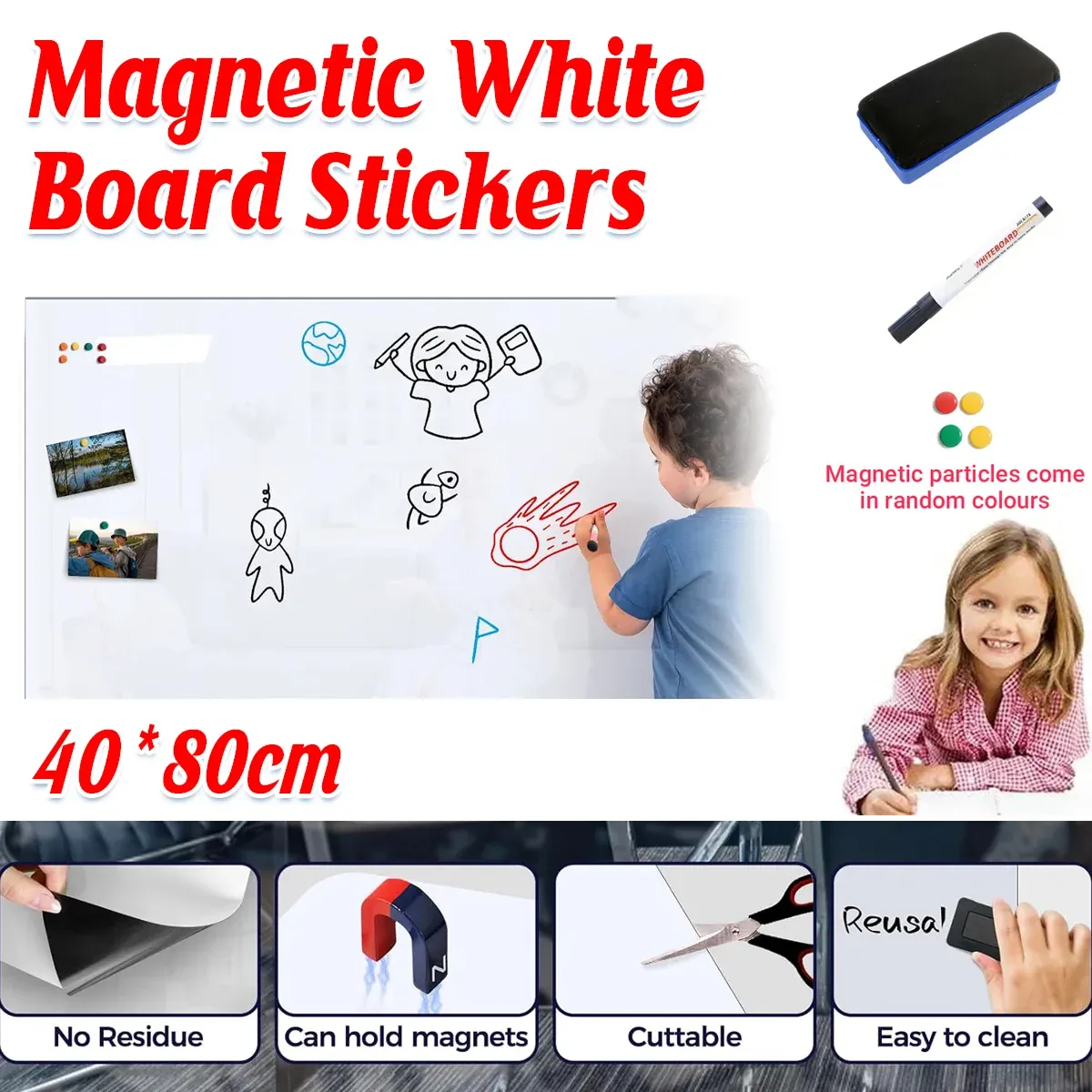 Whiteboard Multipurpose Office Home School Frame Dry Erase Board