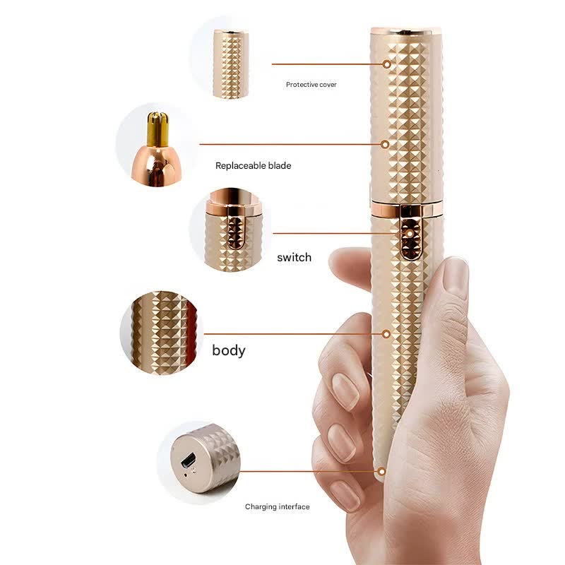 3-in-1 Rechargeable Electric Trimmer for Women - Nose, Eyebrow & Facial Hair Remover with Washable Heads & LED Light(black) — image 4