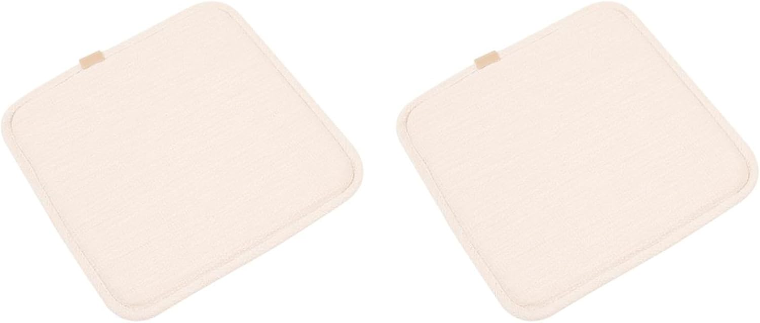Square Bar Stool Seat Cushion with Ties 12 × 12 Inch Breathable Stool Cushion Cover Barstool Cushion Seat Pad Set of 2 (12 × 12 inch, White)