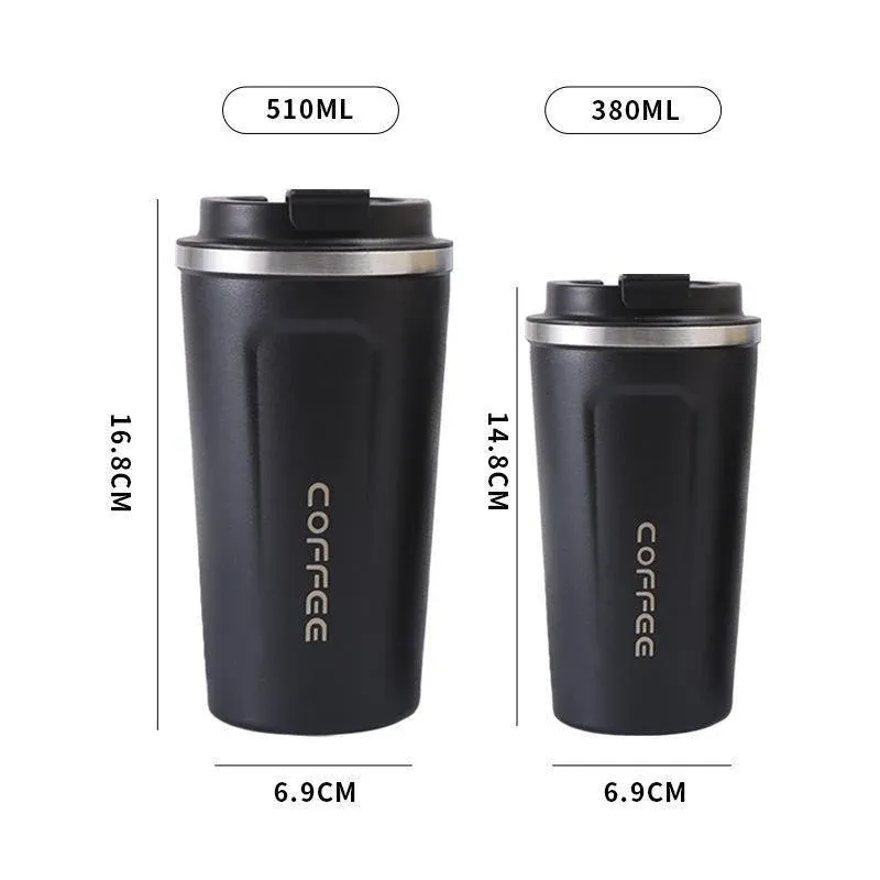 Insulated Coffee Mug Vacuum Travel Cup Thermal Stainless Steel Flask Reusable 380ML - Black โ image 4