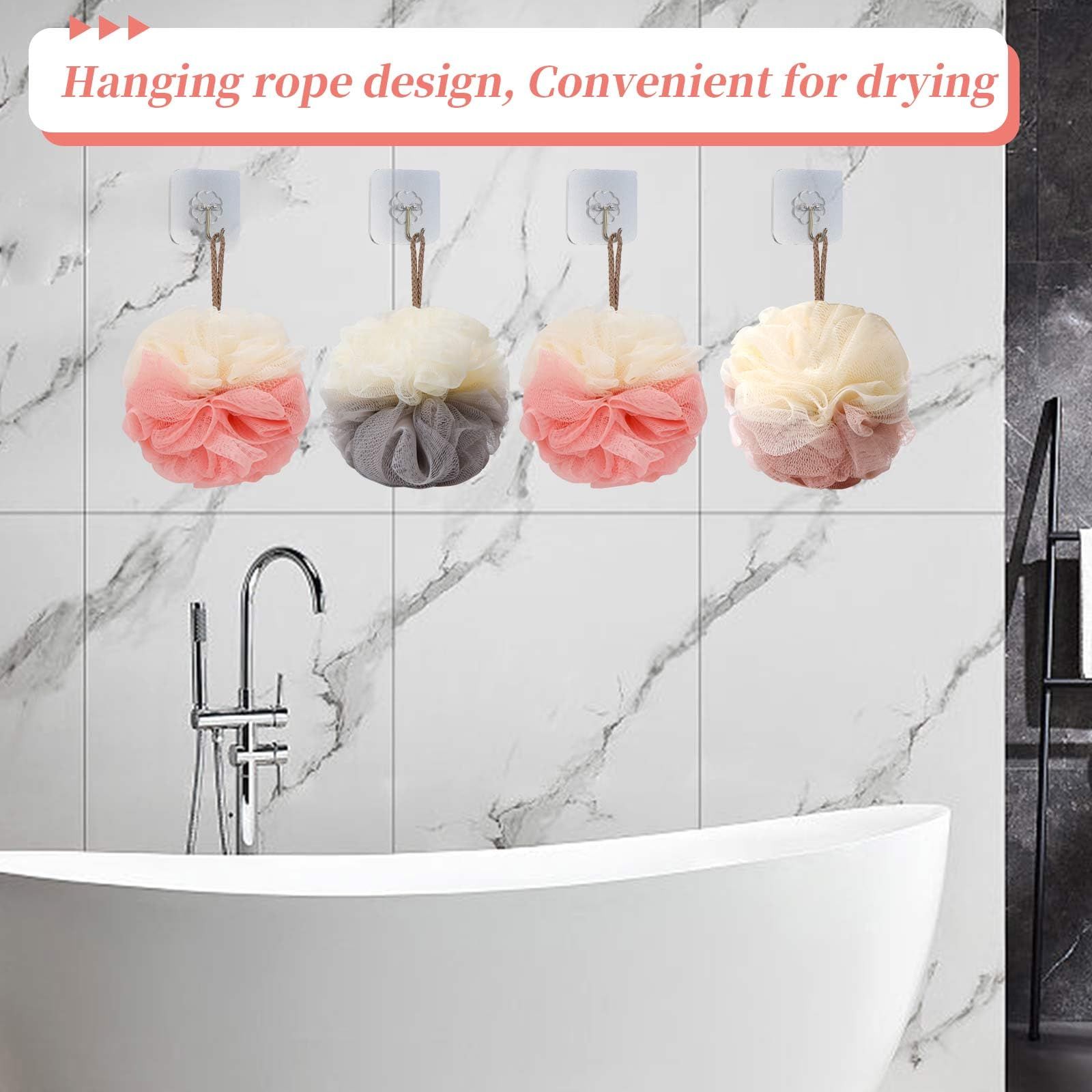 Bath Loofah Sponge Back Scrubber Shower Sponge Soft Mesh Exfoliator Pouf Shower Ball Bath Sponges for Women and Men Bath โ image 5
