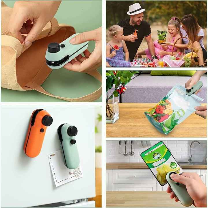 Orange Portable Mini Food Vacuum Sealer - Convenient Household Snack Bag Sealing Machine — image 3