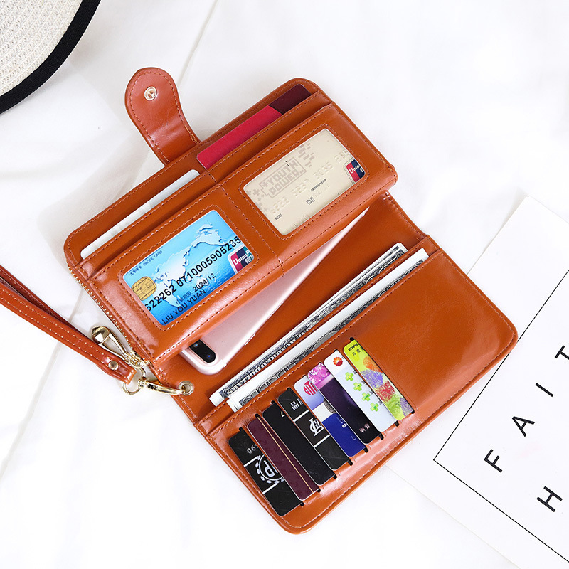 Dark Blue Women's Long Buckle Closure Wallet - PU Lether Large Capacity Multi-Slot Card Holder & Purse Combo wIth Wristband โ image 2