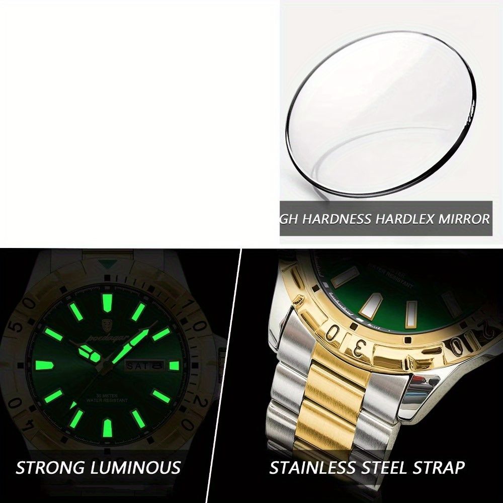 Men'S Watch Stainless Steel Watch Blue Dial Watch Water-Resistant Watch - 959 gold silver blue - Size 01 — image 5