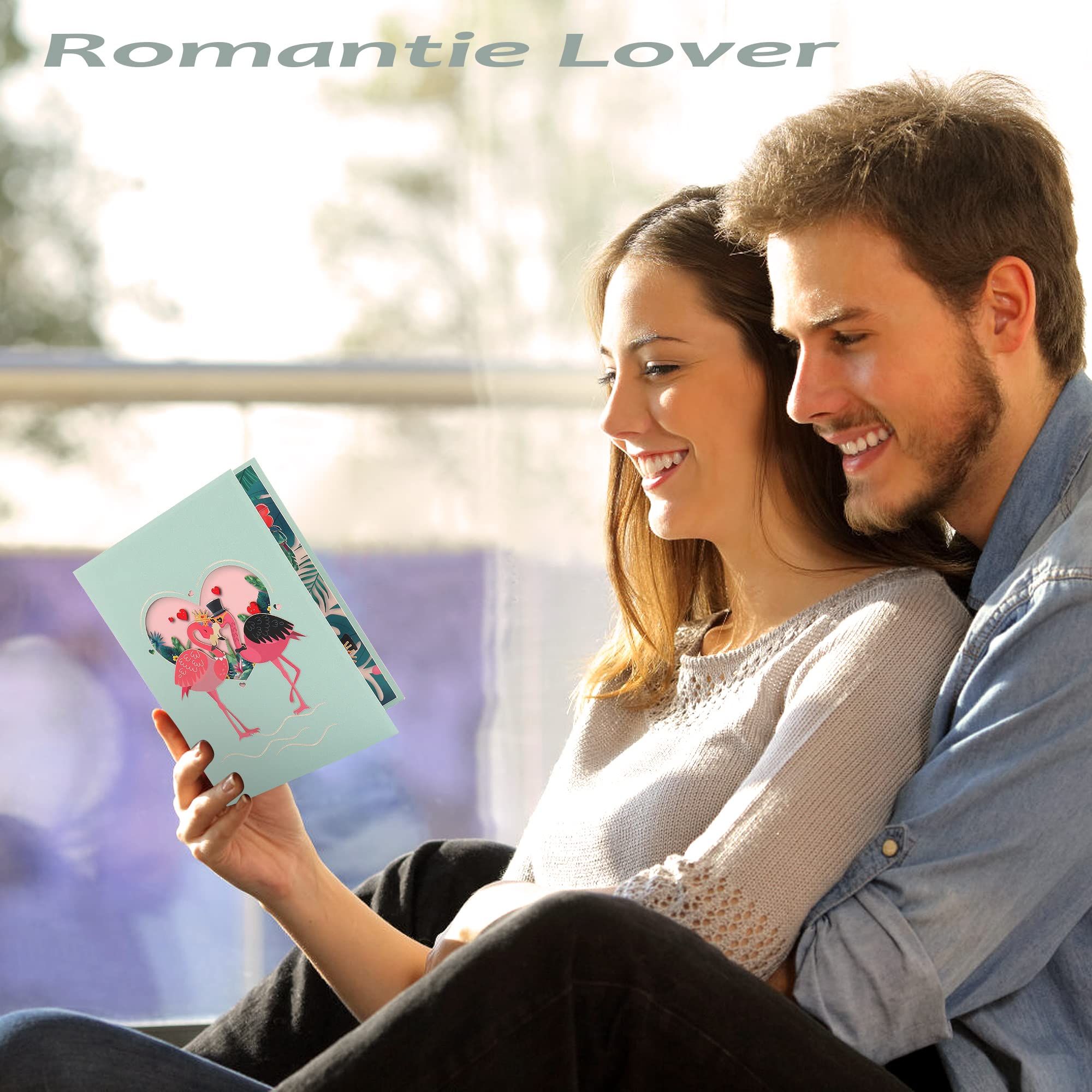 3D Pop Up Card, Anniversary Card with Envelope and Note Tag, Romantic Valentines Cards for Her Him Women Men,(Pink and Green) โ image 4
