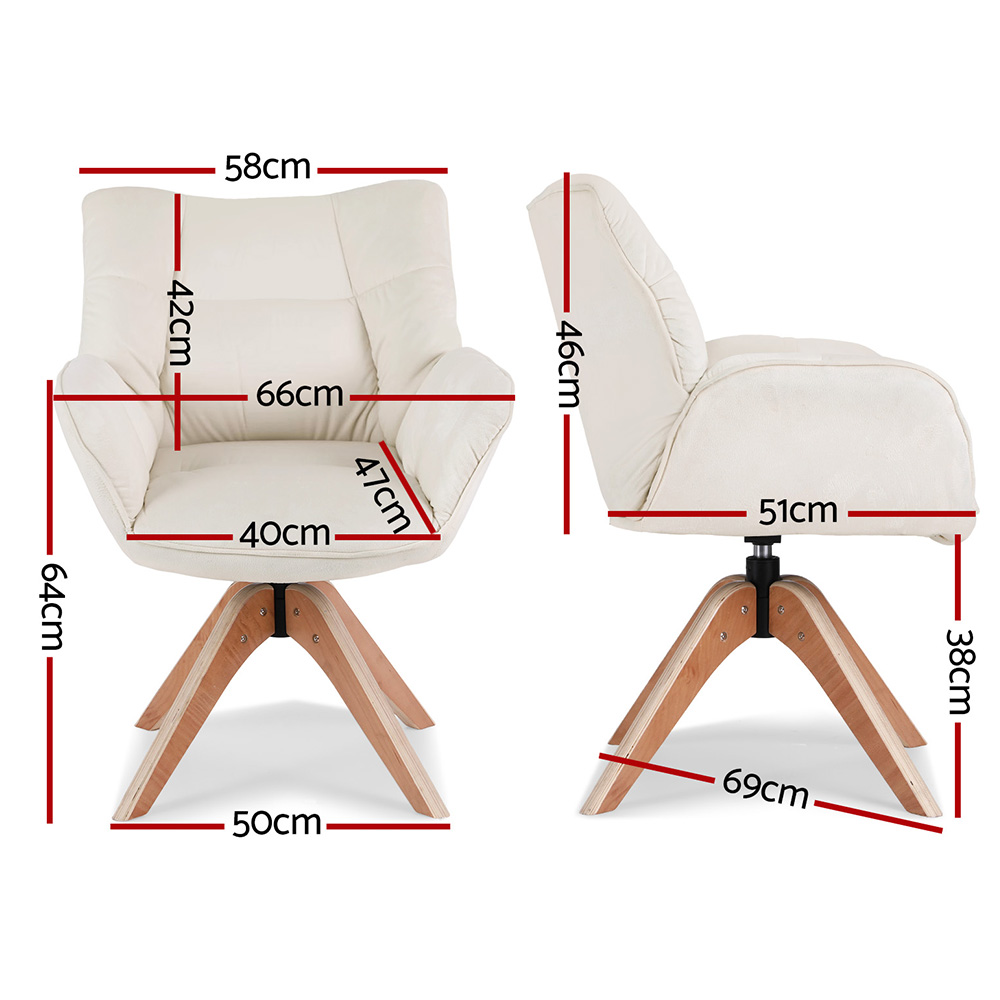 Artiss Swivel Chair Armchair Nursing Velvet White — image 2