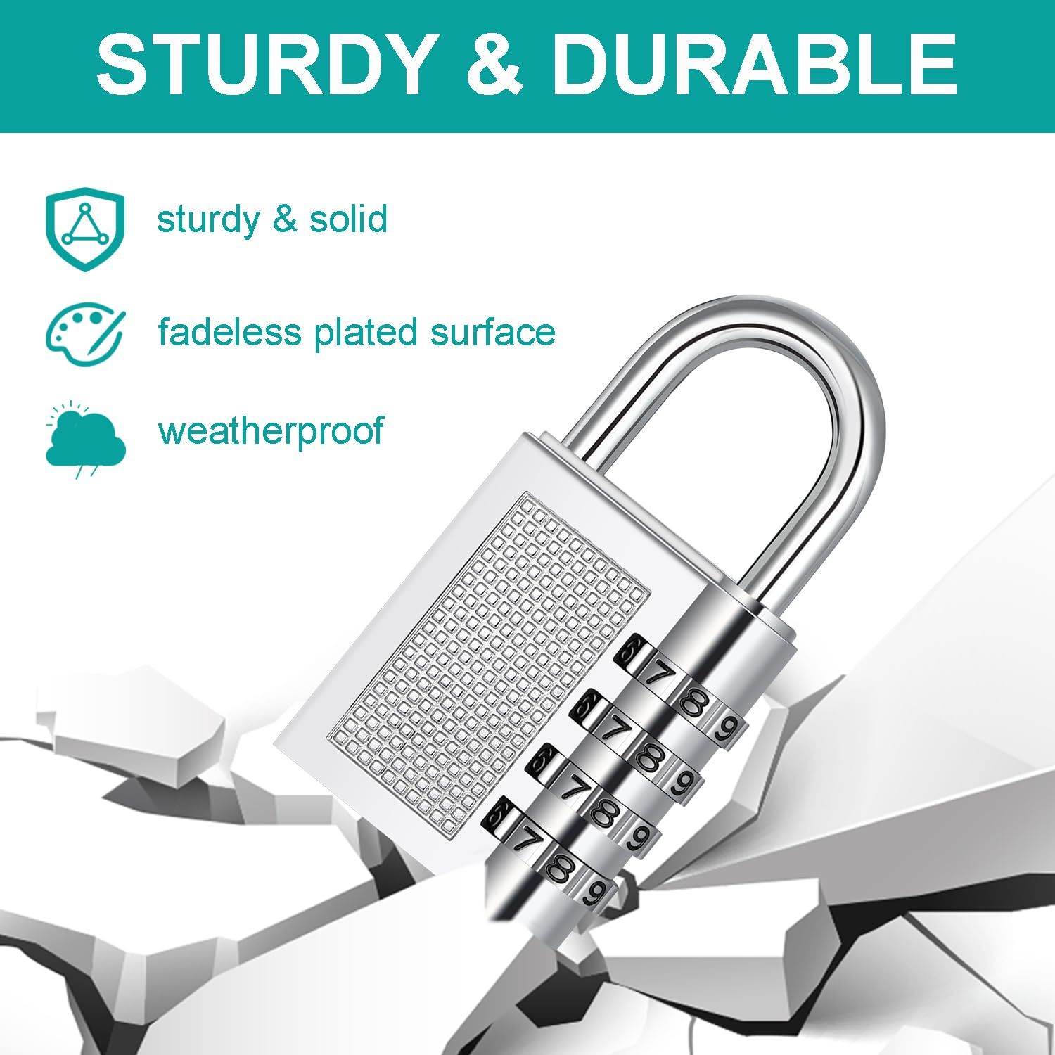 Locker Lock - 4 Digit Combination Lock for School Gym Locker, Sports Locker, Fence, Toolbox, Case, Outdoor, Fence โ image 3