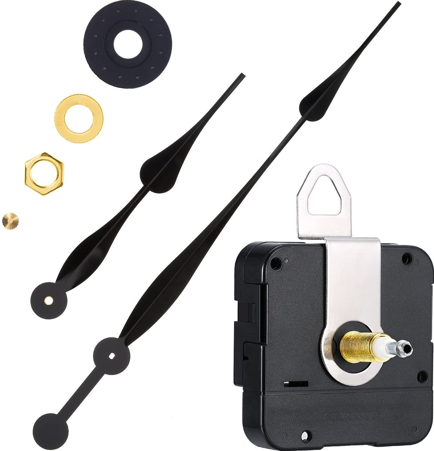 High Torque Quartz Clock Movement Clock Replacement Mechanism with Long Spade Hands for DIY Clock (Black) — image 2