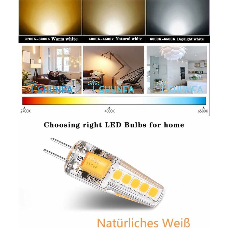 5 Pack G4 LED Bulbs Natural White 4000K Ac/Dc 12V 3W 200Lm Replacement G4 20W Halogen No Dimming No Flicker LED Pin â image 3