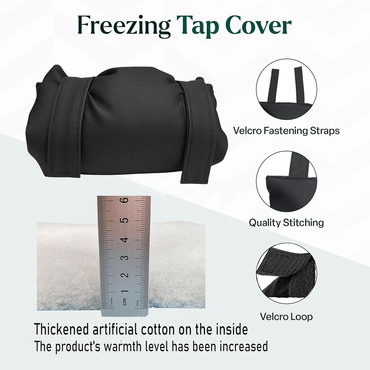 2 Pack Black Outdoor Faucet Cover Winter Freeze Protection Waterproof Insulated Garden Tap Sleeve Universal Cold Weather Shield — image 5
