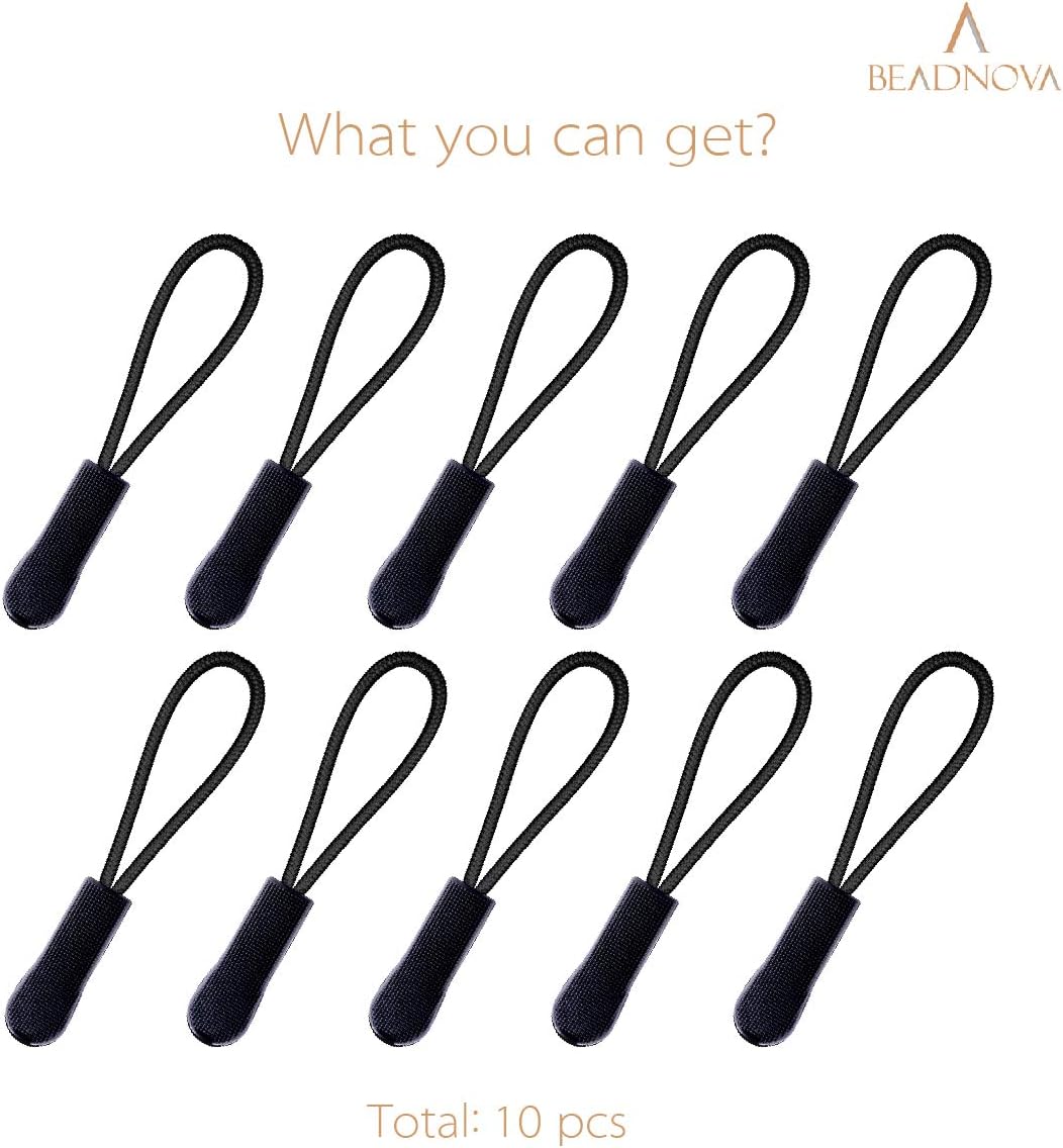 Durable Zipper Pull Zip Tab Zipper Tag Cord Pull Extension for Handbag Purse Backpack Jacket Bags Coat Boots (Black, 10 PCS) — image 3
