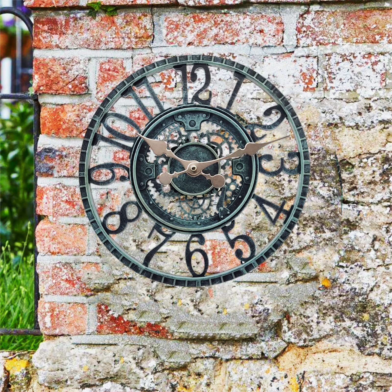 12-Inch Waterproof Outdoor Wall Clock, Analog Style, Sturdy Polyresin Construction, Fits with Rustic,Battery Powered, Easy to Hang — image 5