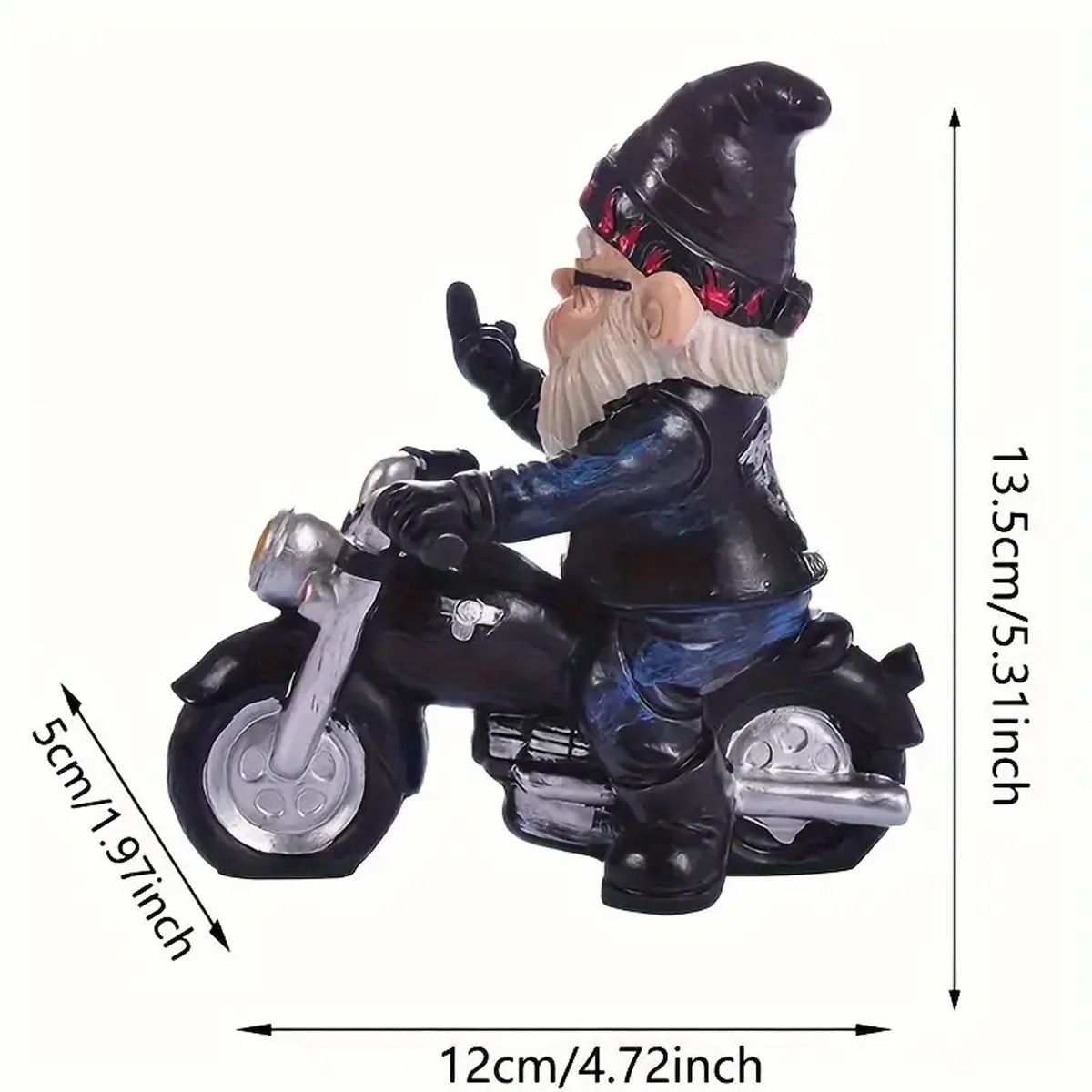 Garden Gnome Statue Decorative Figurines, Funny Gnome Riding Motorcycle Sculpture for Patio Lawn Yard, Elf Outdoor/Indoor Decor β image 3