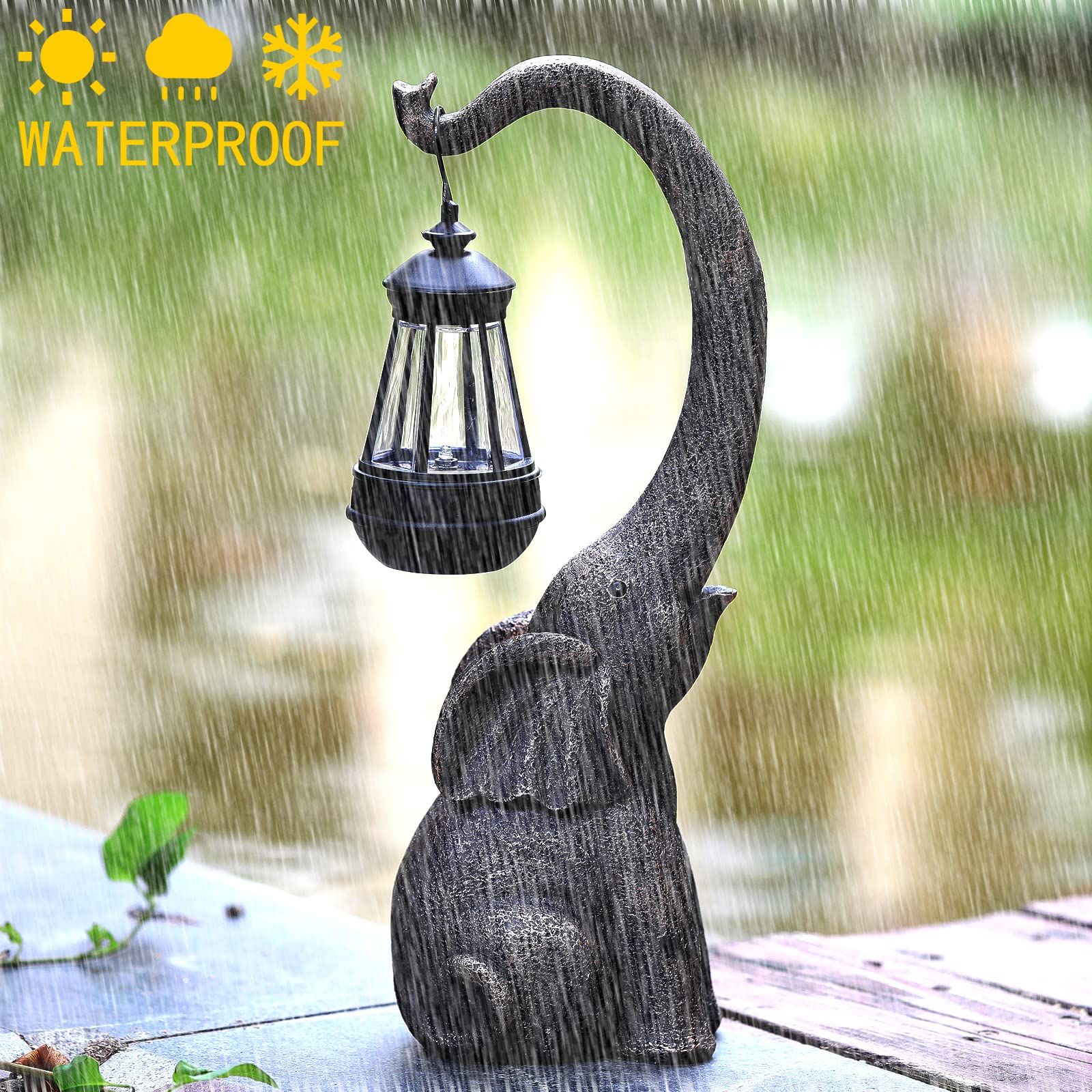 Outdoor Sculpture Figurine Statue Elephant Home Decorations Solar Garden Statues for Patio Home Yard Decor Good Luck Garden — image 5