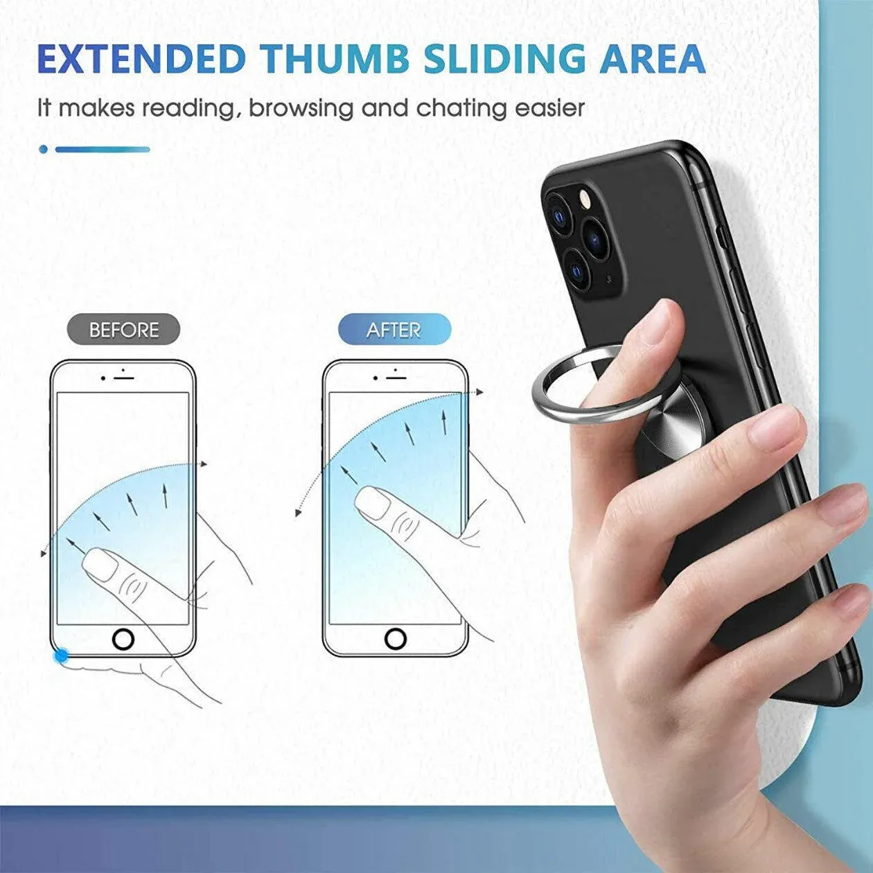 Iring Phone Ring Finger Holder Stand Car Mount Hook For Iphone Ipad Mobile Grip - A2- Silver — image 5