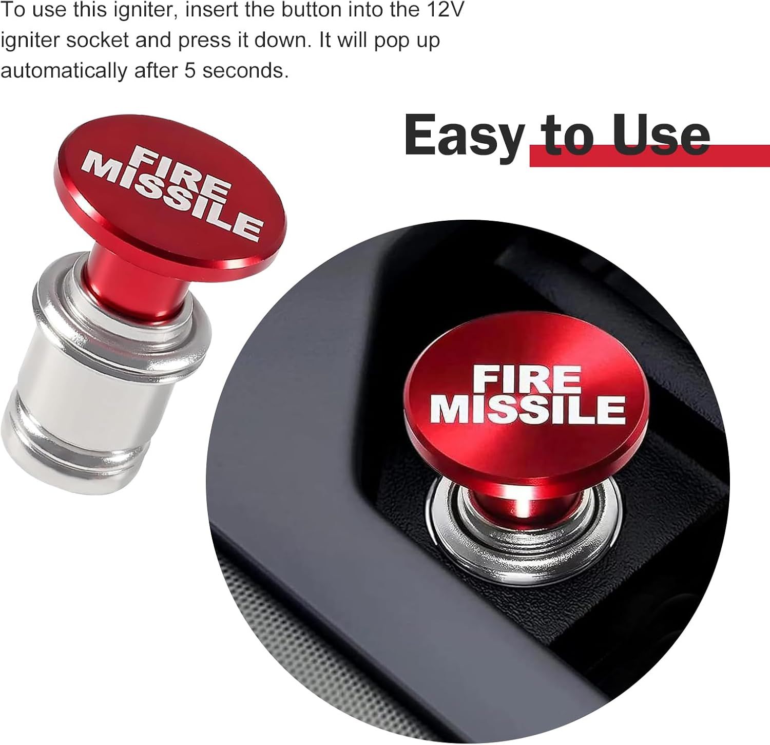 Car Cigarette Lighter, 12 V High Temperature Resistant Quick Heat Ignition Plug, Push-button Alloy Lighter Socket, Plug and Play Replacement for Most Cars โ image 5