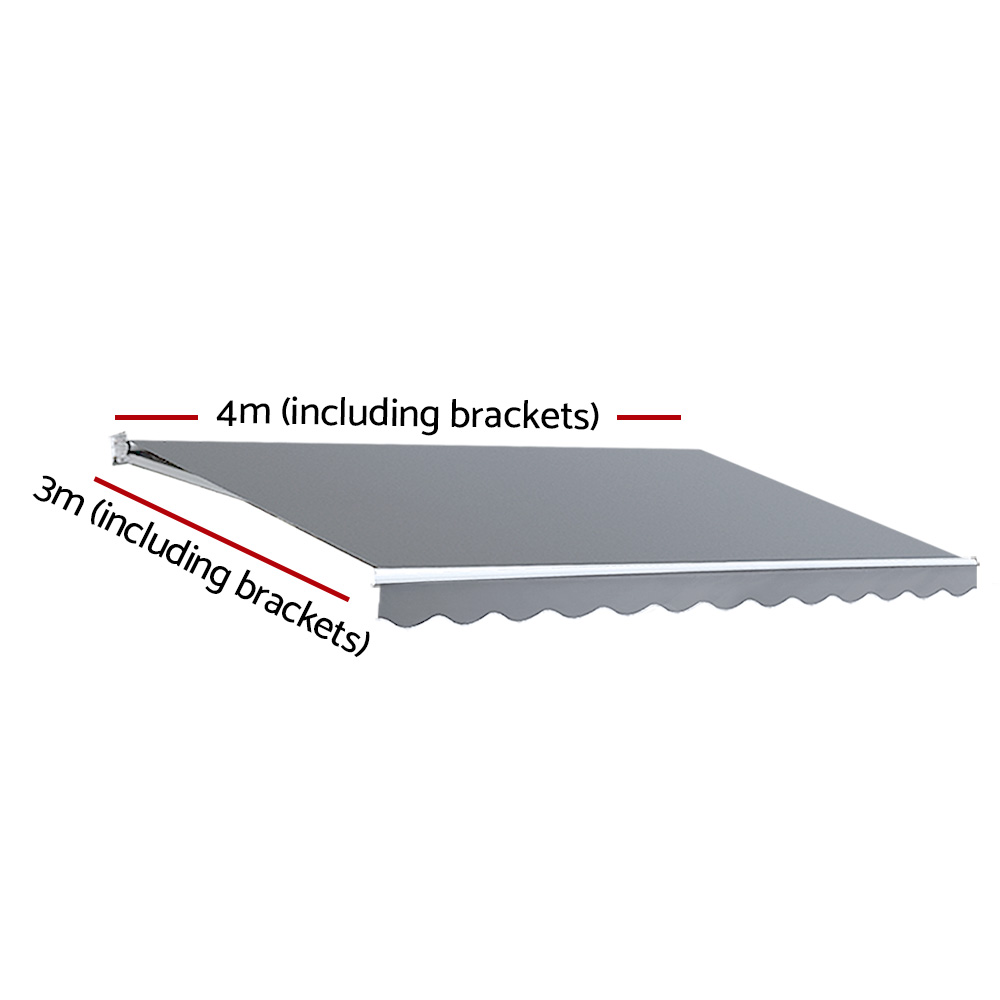 Instahut Retractable Folding Arm Awning Motorised Sunshade 4Mx3M Pearl Grey โ image 2