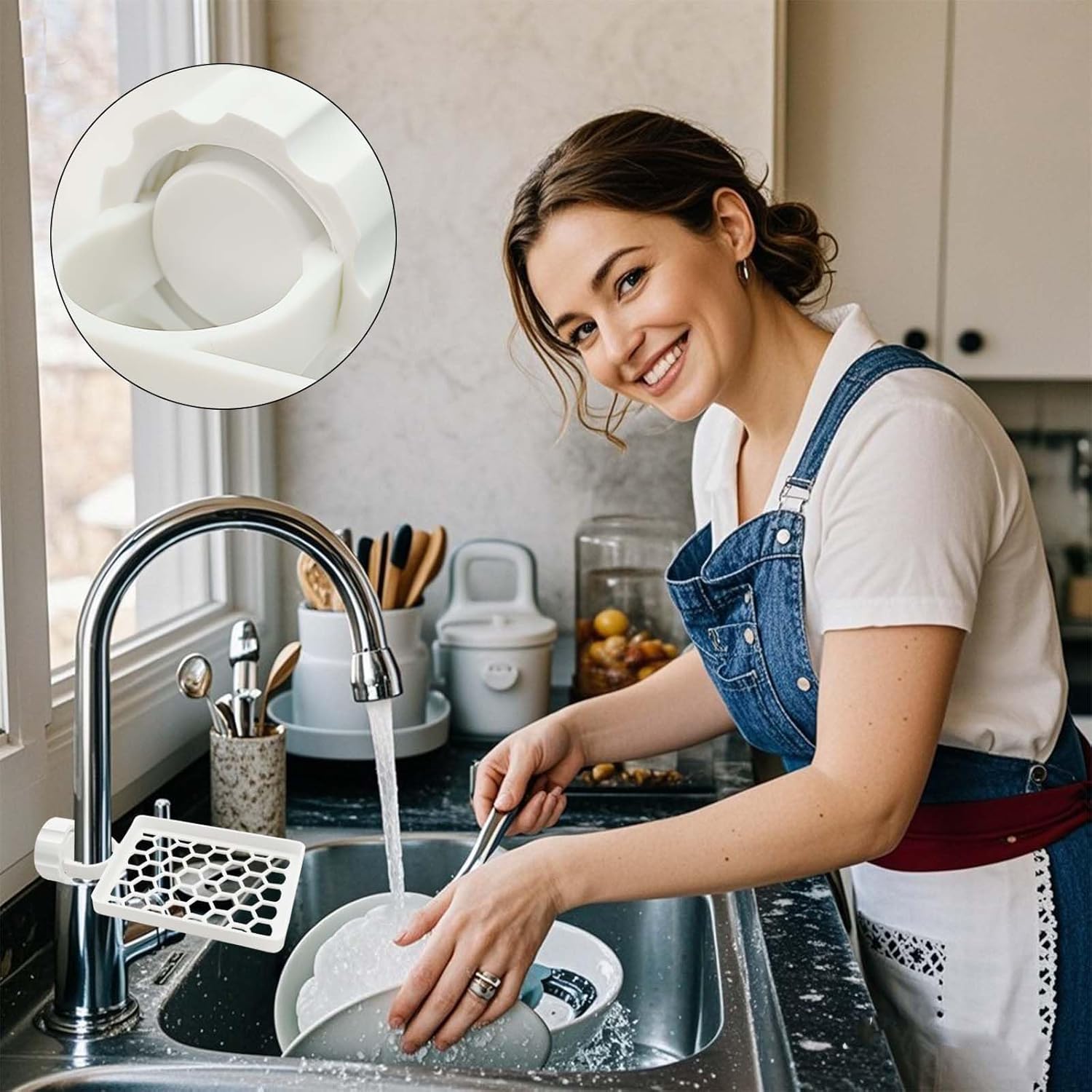 Set of two hangers, sponsor and sink organizer - drainage rack with clips - suitable for kitchens and bathrooms - reusable and removable - for holding soap and โ image 4