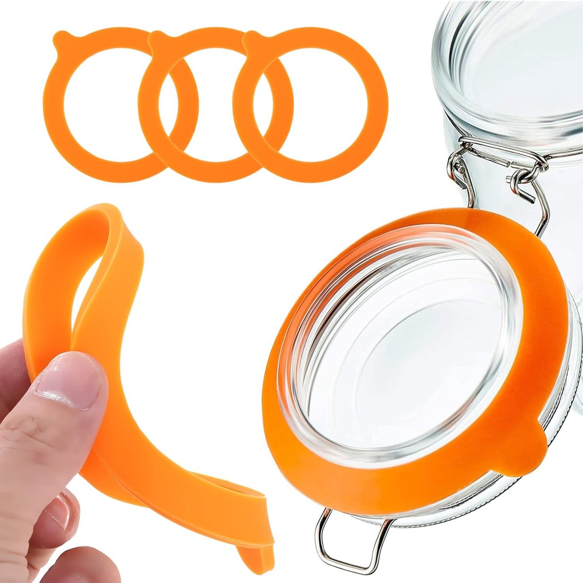 Canning Rings - Silicone Rings, Dye-Free Gasket - Gasket 16 Pieces - 70 mm x 95 mm x 2.2 mm - Rubber Canning Jar Rings - Standard Size For Fido Canning Jars — image 5