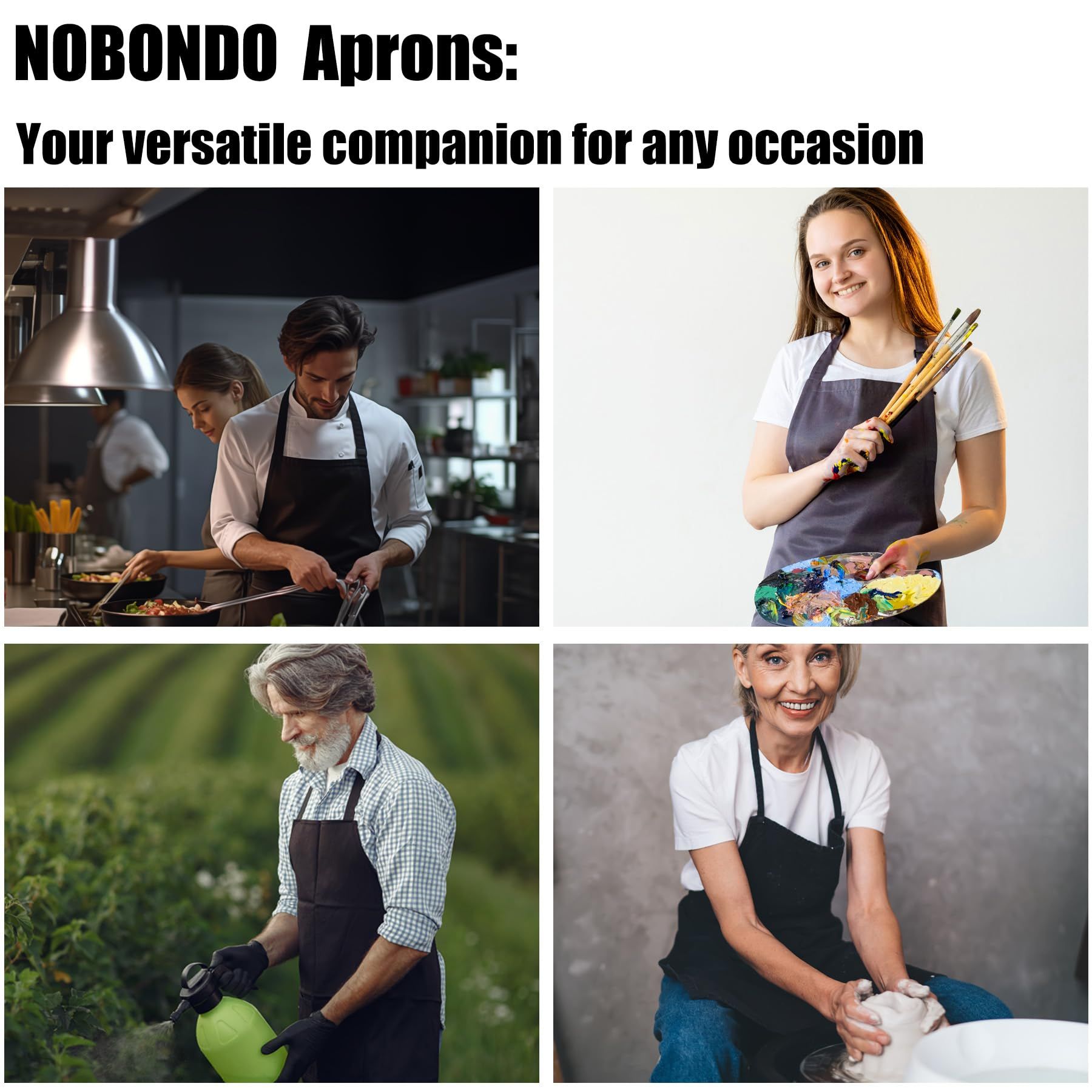 Apron for Men and Women Professional for Cooking With Pockets - Adjustable - Bib Aprons - Water & Oil Resistant - Black โ image 5