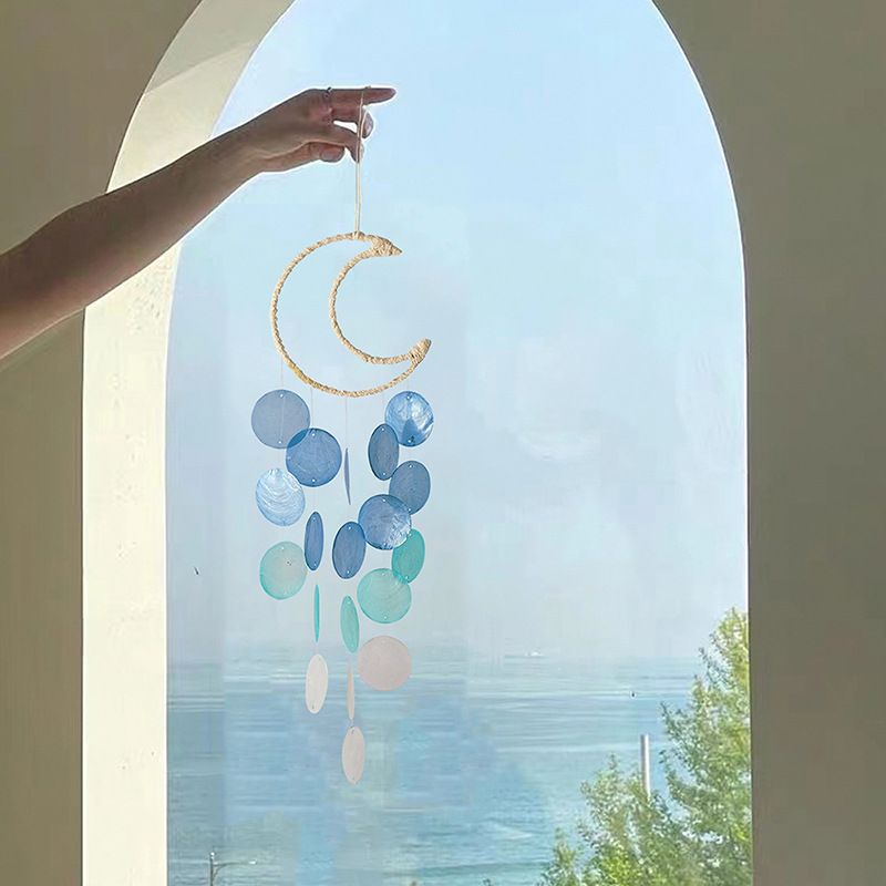 Shell Moon Wind Chime Wall Decor Hanging Mobile Decorative Ocean Handmade Home Decor Eye-catching Exquisite Creative(3pcs) — image 5