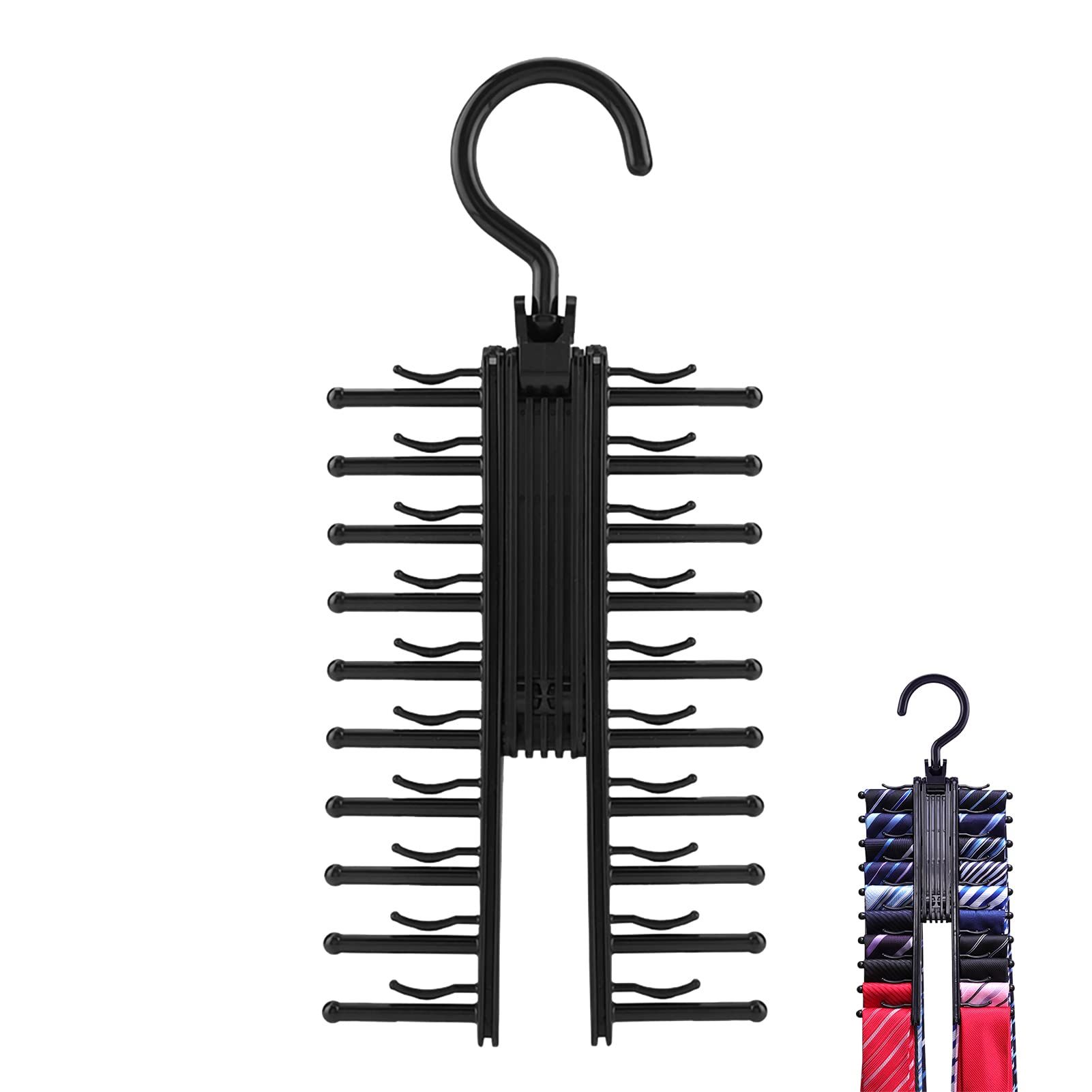 Adlustable Tie Rack Retro Tie Belt Storage Hanger Organizer for Men Closet Space Saving Rack for Necktie Belts Scarves Organize