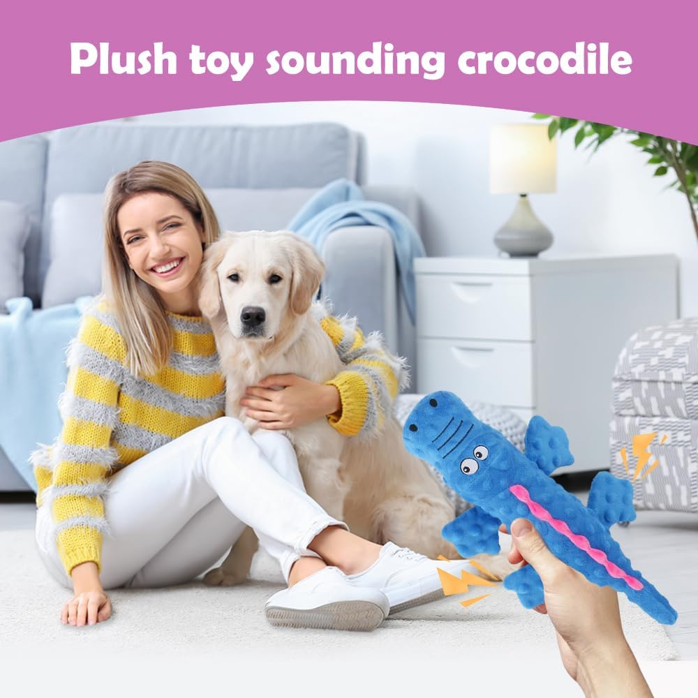 Interactive Dog Toys, 2026 New Cute Squeaky Chew Toys for Dogs, Durable Soft Plush with Squeaker Aggressive Chewers Small Medium Large Breed Dogs (Blue) Blue โ image 5