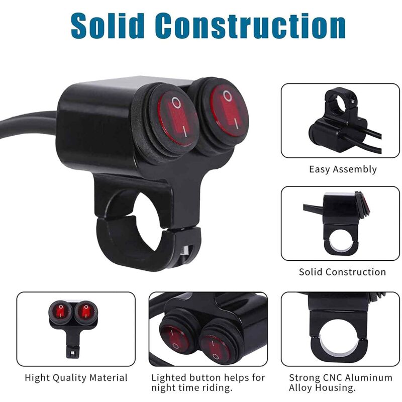 12V Waterproof Motorcycle Atv Bike 22Mm 7/8 Inch Handlebar Dual Control Kill Button Headlight Switch Hazard Brake Fog โ image 2