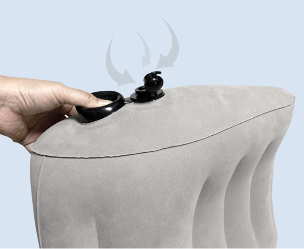 Grey Portable Press-to-Inflate Travel Lumbar Cushion – Lightweight, Supportive Backrest for Flights, Trains, and Office Use — image 4