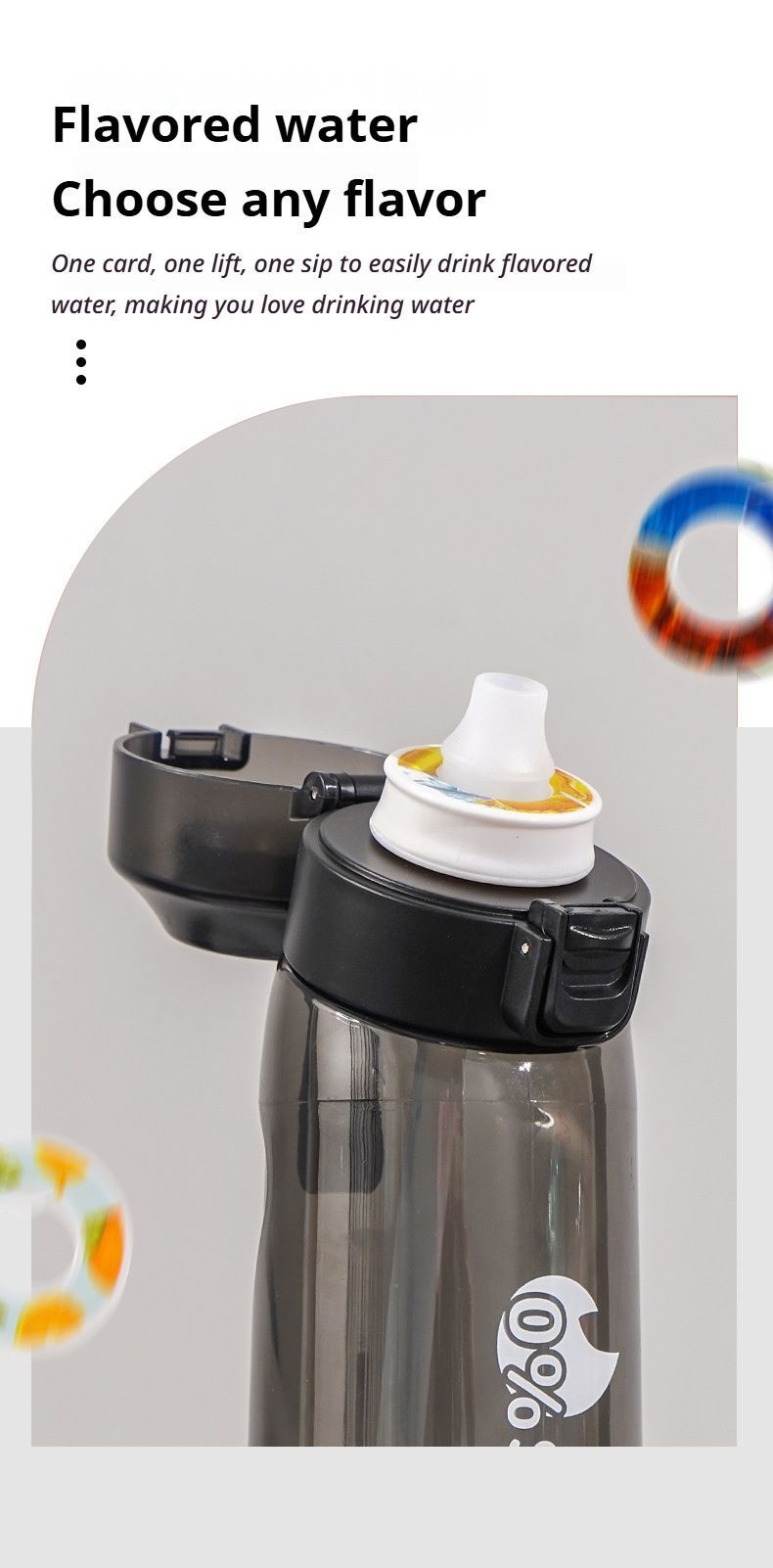 0 Sugar 0 Calorie Scented Water Bottle Matte Black 7 Rings — image 6
