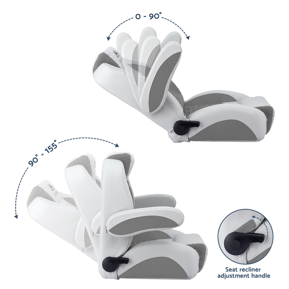 Seamanship Reclining Captain Boat Seat 90°-155° Recline, 19cm Thick Cushion — image 5