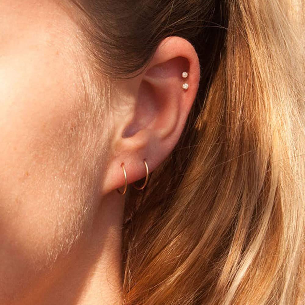 2-8mm Sterling Silver Cubic Zirconia Stud Earrings Set Hypoallergenic Tiny Round Ball White Gold Plated Round Cut โ image 2