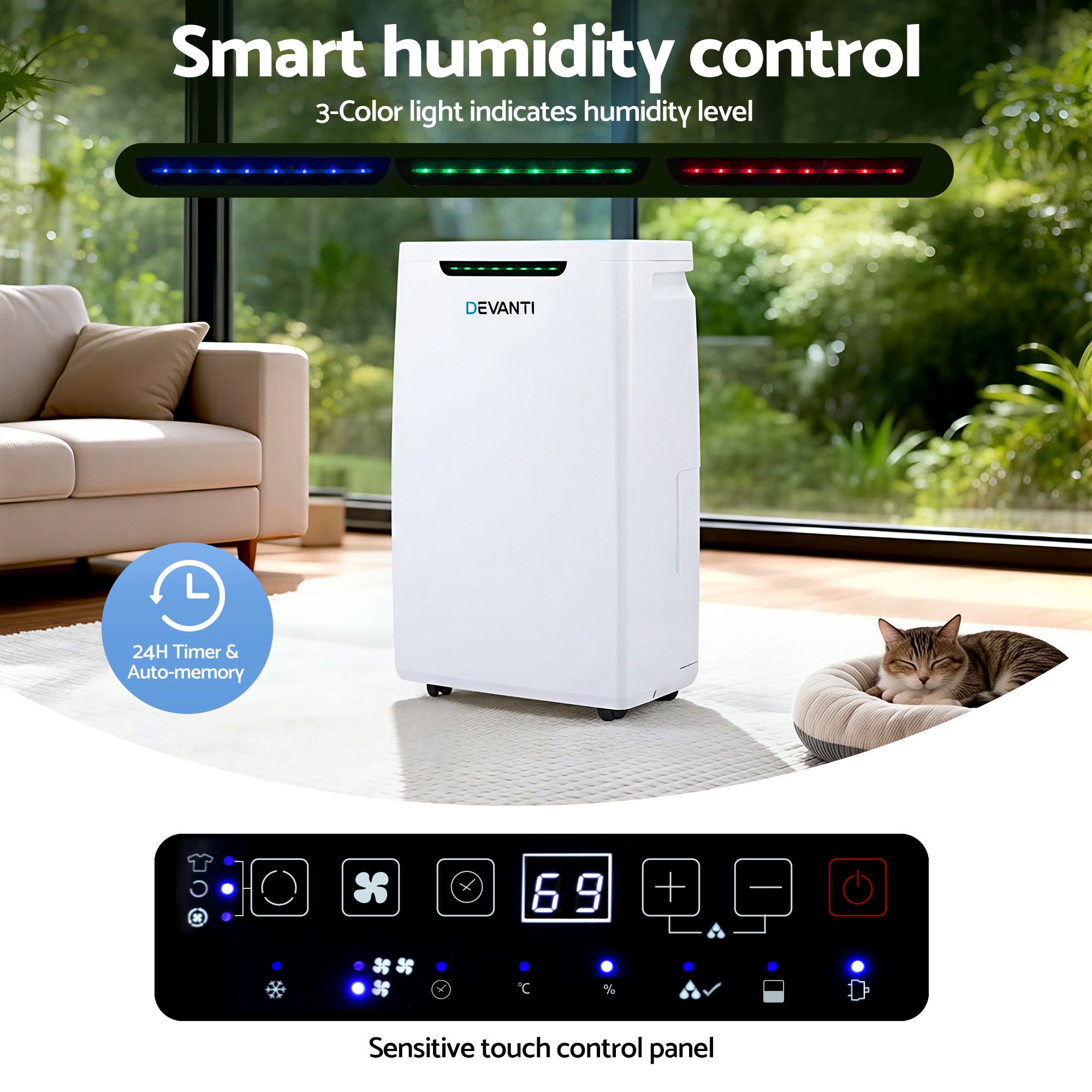 Devanti 16L Dehumidifier Portable Air Dryer Moisture Absorber 5.5L Water Tank Home — image 5