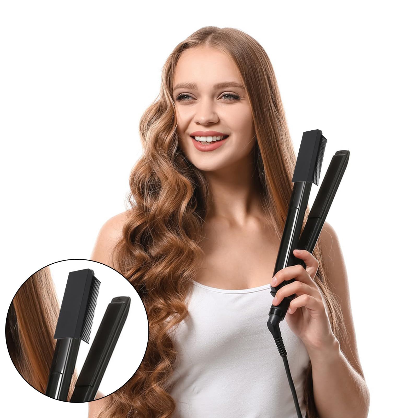 Hair Straightener Comb Fit Hair Straightening Flat Iron, 2 Pcs Women DIY Combs Accessories, V Shape Comb for Hair Straightener โ image 3