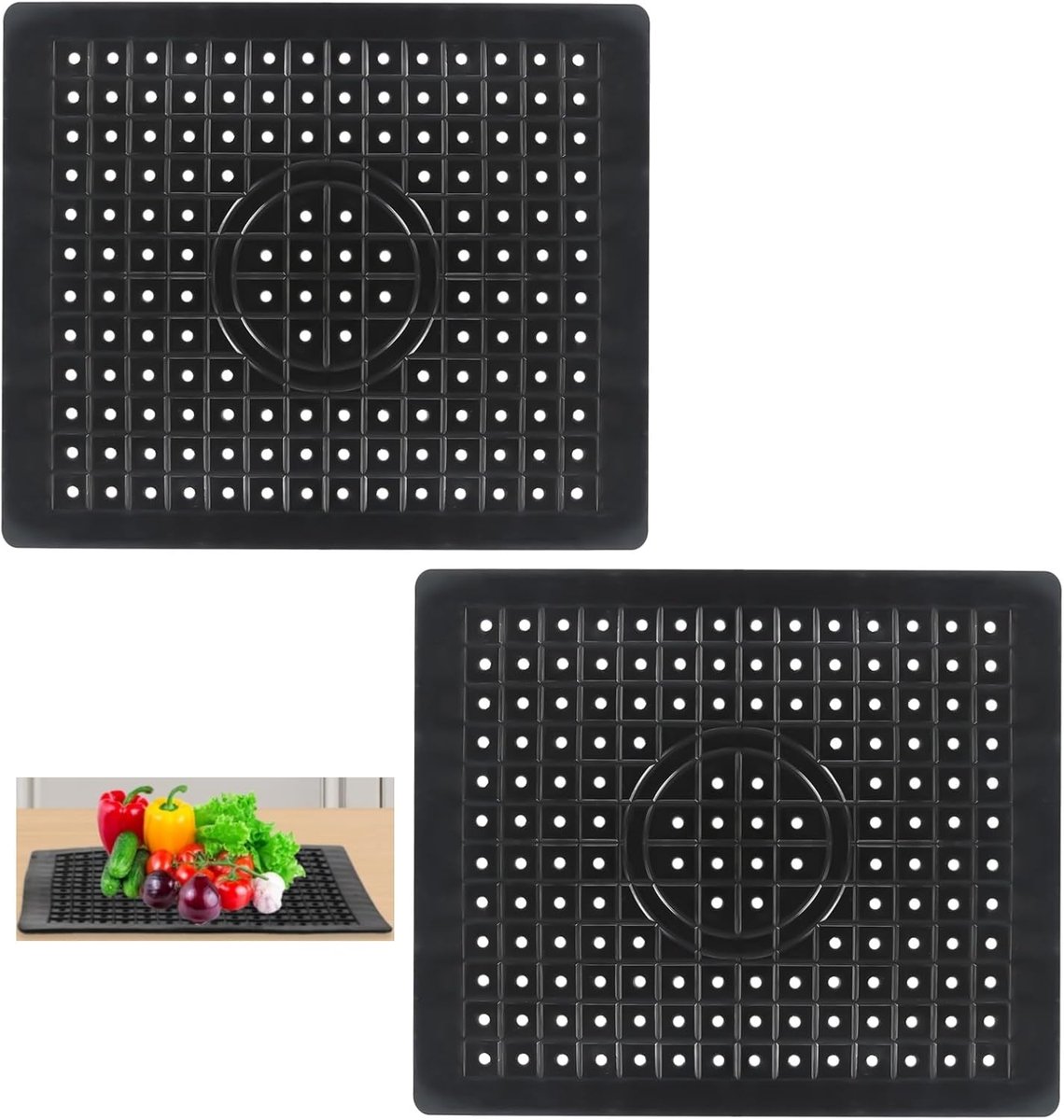 Two-piece sink mat - rubber sink mat - sink protector - sink mat - backsplash - sink protection - drain mat - under-sink kitchen mat - black