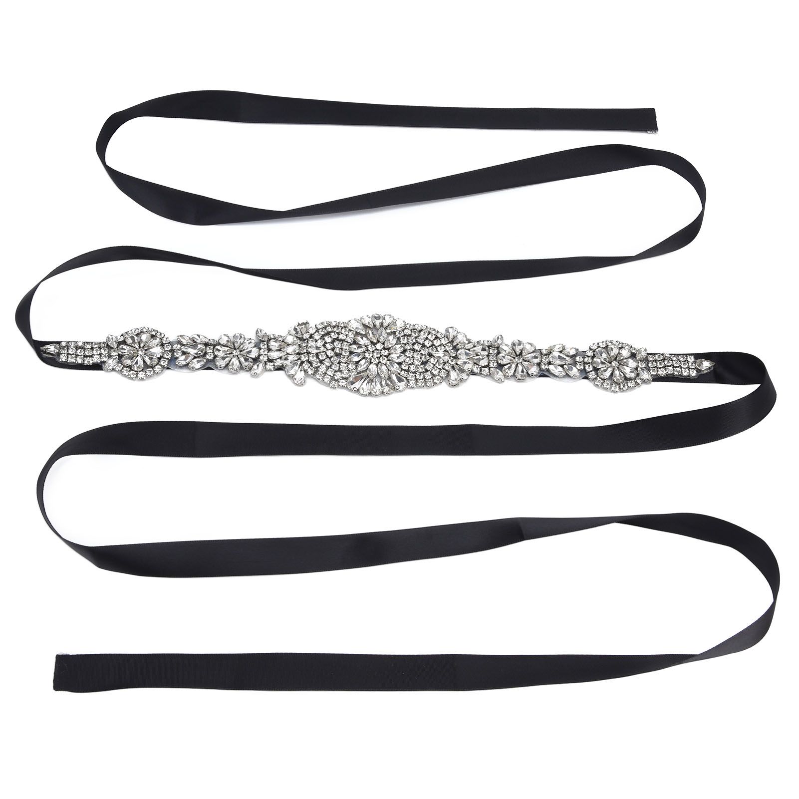 Rhinestone Wedding Dress Belt Elegant Waistbelt Clothes Accessories for Bride BridesmaidBlack — image 4