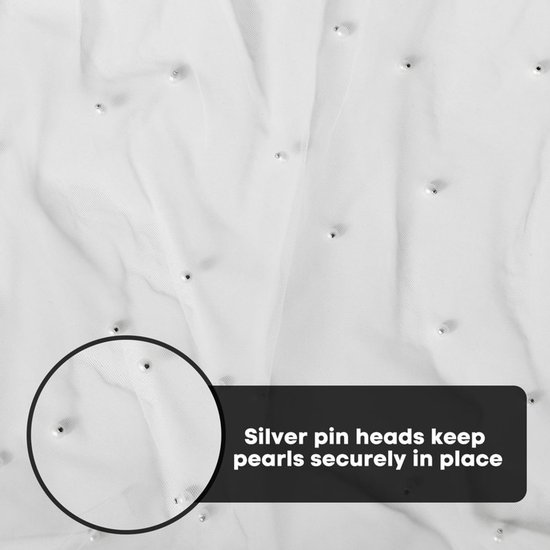 White Table Veil with White Pearls - Silky Gauze 30x120 Inches - For Weddings, Parties & Table Decorations โ image 5