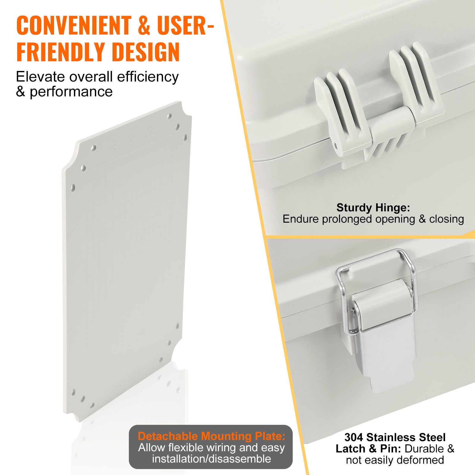 Outdoor Electrical Junction Box, 430 x 330 x 180 mm, ABS Plastic Electrical Enclosure Box with Hinged Cover Stainless Steel Latch, IP67 Dustproof Waterproof โ image 5