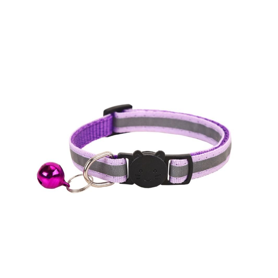Cat Collar Pei Pet Reflective Safety Buckle Polyester Rose Red Width 1.0CM size 19-32 can be adjusted — image 4