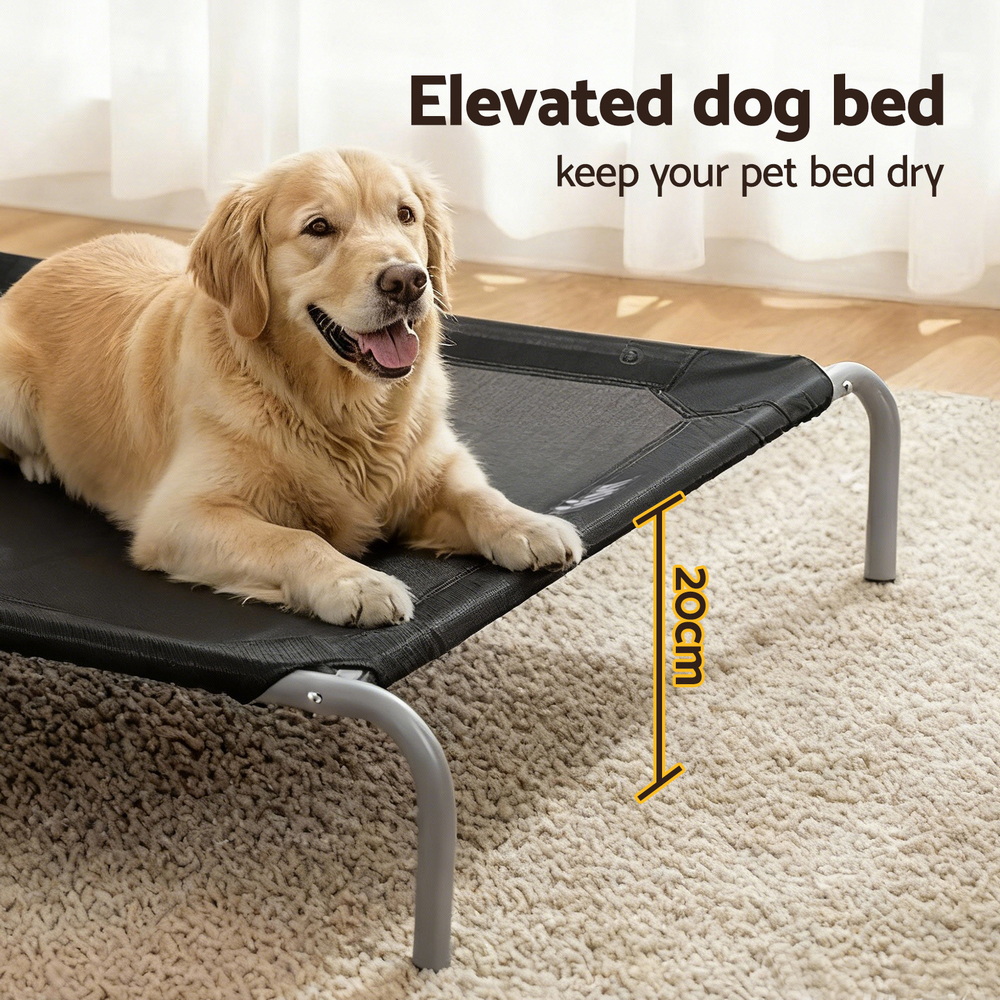 i.Pet Pet Dog Bed Elevated Trampoline Durable Raised Heavy Duty Large Dogs 90x137cm Black — image 4