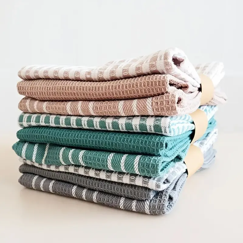 3 - piece Pure Cotton Kitchen Tea Towel Set, 20x Water - Absorbent & Non - Shedding, Eco - Safe & Fade - Resistant, Exquisite, Durable & Multi - colored./GREY β image 2