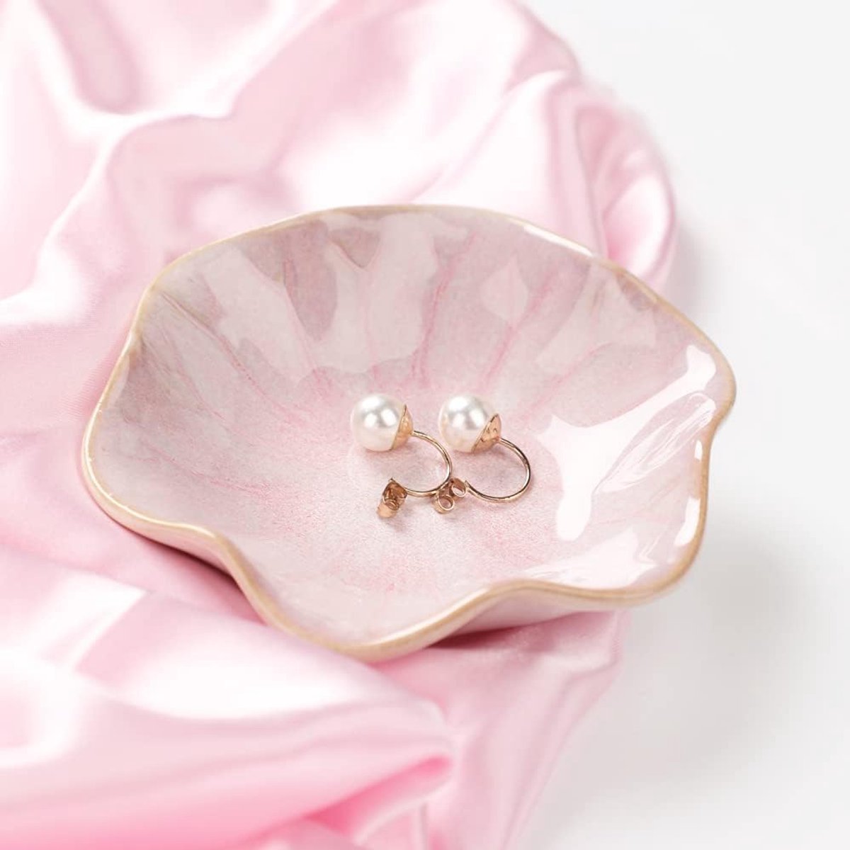 Ceramic Jewelry Bowl - Room Decor, Key Holder, Ring Holder, Jewelry Tray, Drip Tray, Bedside Table Decoration (Pink) — image 4