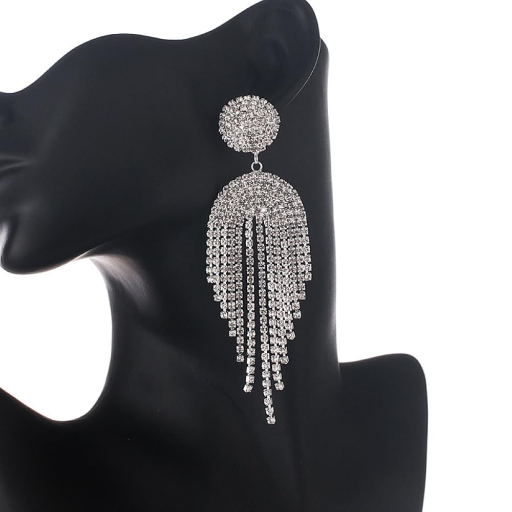Circle Earrings Temperament Fringed Prong Chain Full Of Diamond Rhinestone Fashion Women Earrings Elegant Design — image 2