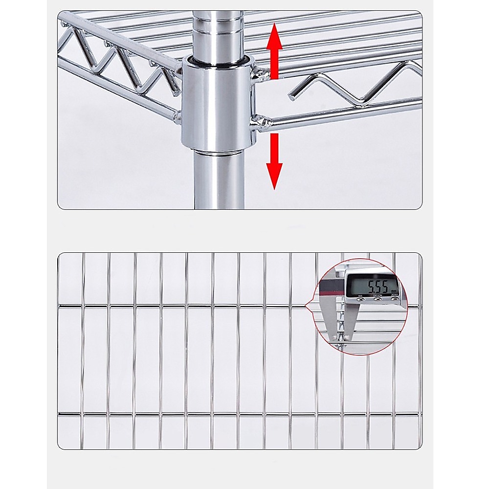 Modular Wire Storage 150x35cm Steel Shelving Chrome With Fixed Legs For Garage Warehouse Or Kitchen Organisation โ image 4