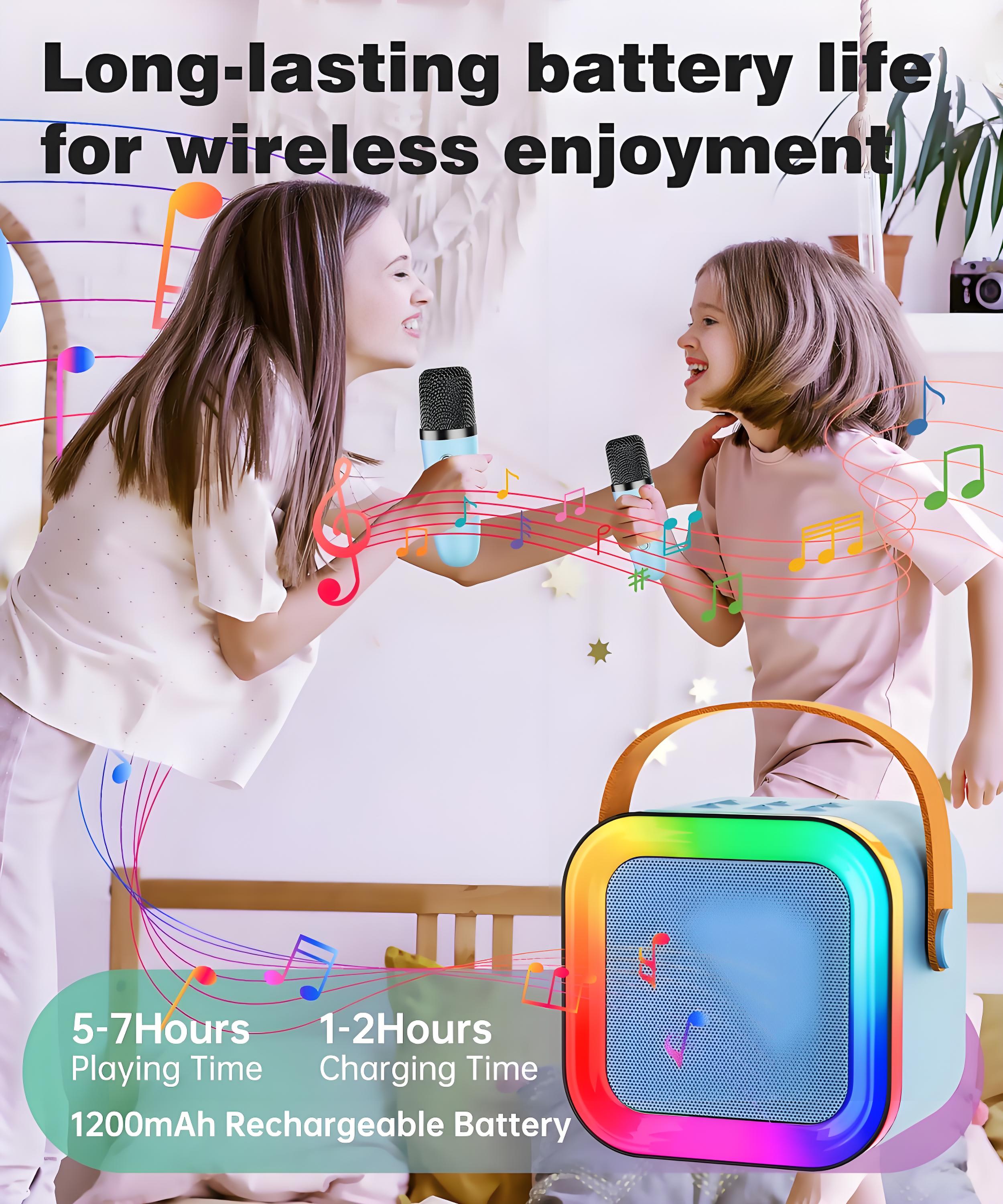 Black Mini Karaoke Machine with 2 Wireless Microphones: Portable Bluetooth Speaker for Kids & Adults, Ideal Gift for All Occasions โ image 5