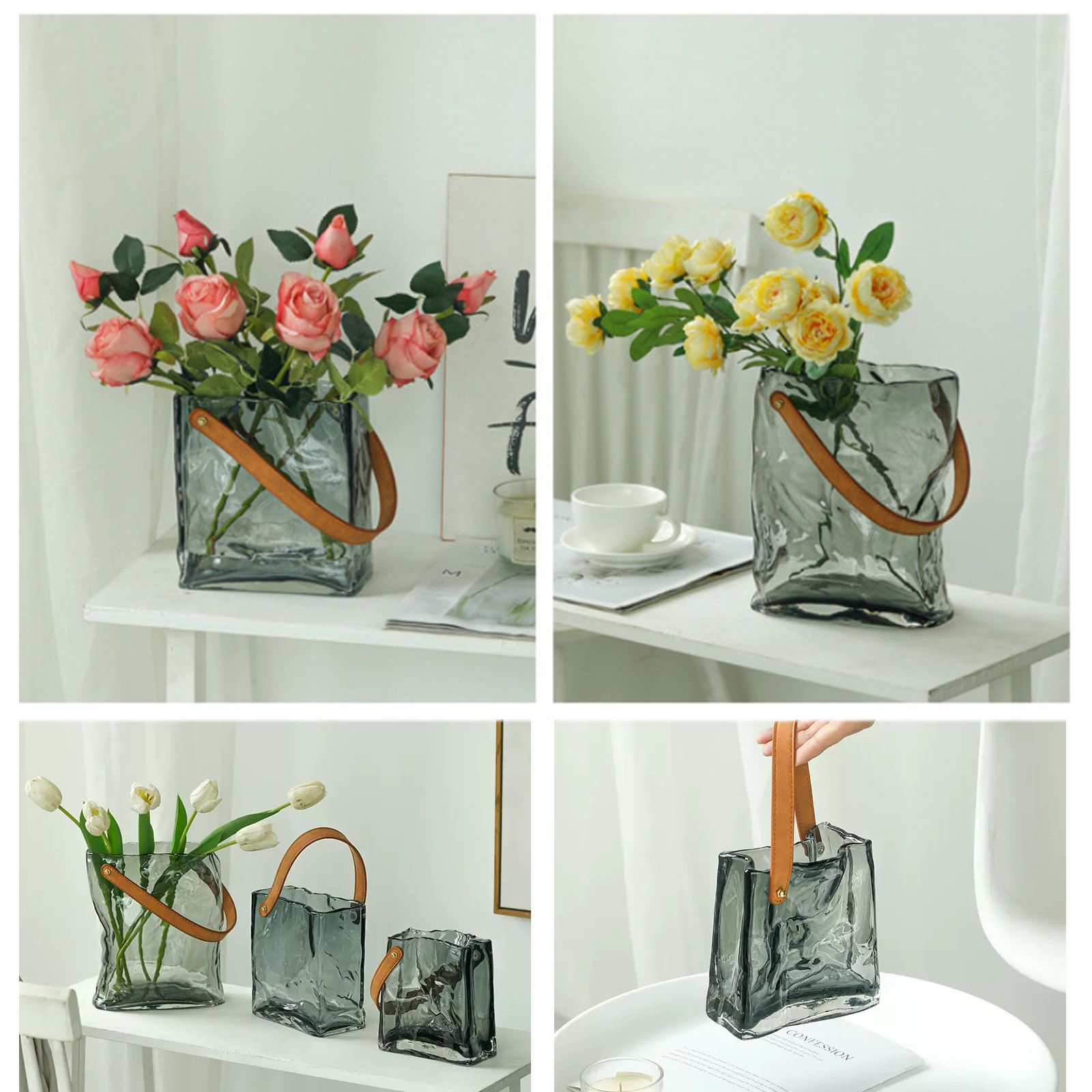 Handbag Vase Original Color Glass Vase Fish Tank Glass Vase Handmade Vase — image 3
